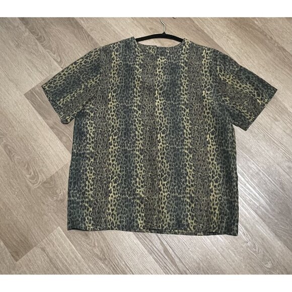 VTG S.L.B. Womens Leopard Print Silk Top - Sz Medium *‎ Classy - Chic - Office - Picture 4 of 7